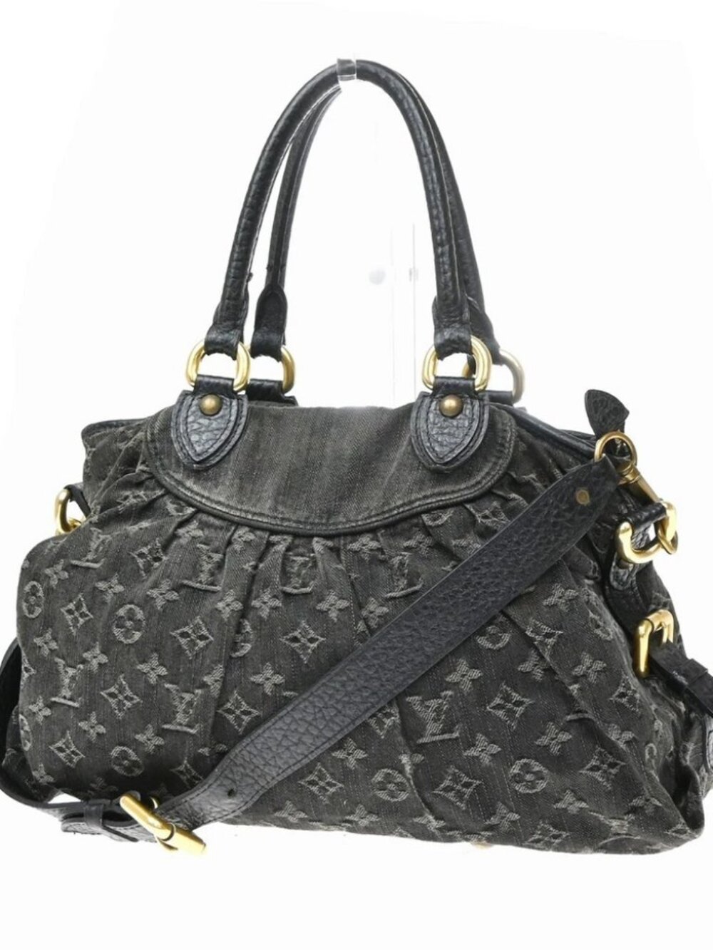 LOUIS VUITTON Neo Cabby MM 2Way Hand Bag Monogram Denim Leather